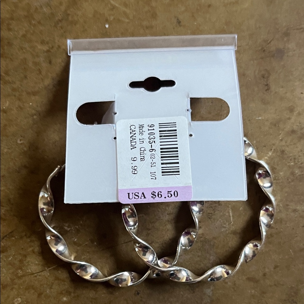 Claire's Silver Twisted Hoop Earrings - Sculpted Shiny Hoops